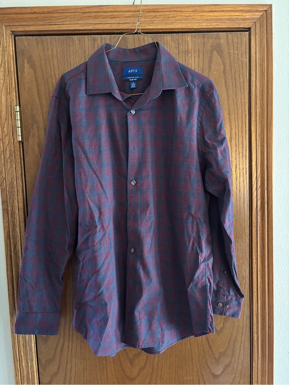 Apt. 9 Men's Red and Blue Plaid Dress Shirt